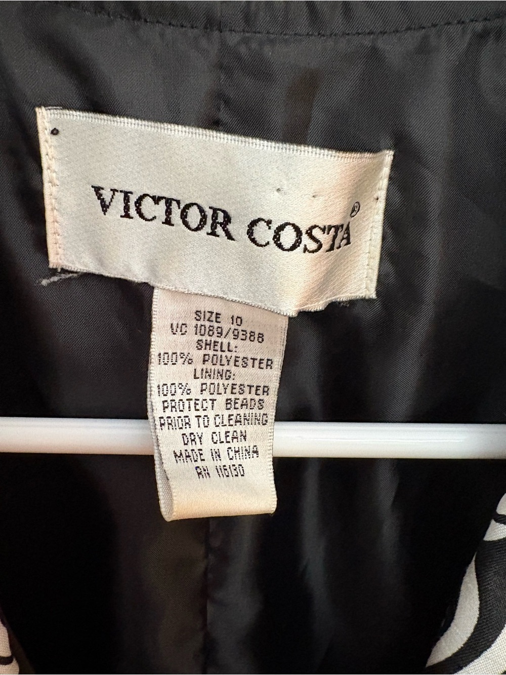Victor Costa Beaded Scroll Print Black & White Blazer Jacket Size 10 Vintage - Picture 4 of 6